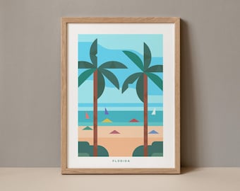 Florida Geometrisches Poster, Florida Druck, Florida Digitale Kunst, Florida Buntes Poster, Florida Reise Kunstwerk Poster, Florida USA Download