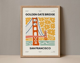 Pôster da Ponte Golden Gate, Impressão da Ponte Golden Gate em São Francisco, Pôster de Viagem da Ponte Golden Gate em São Francisco, Download Digital da Arte da Ponte Golden Gate