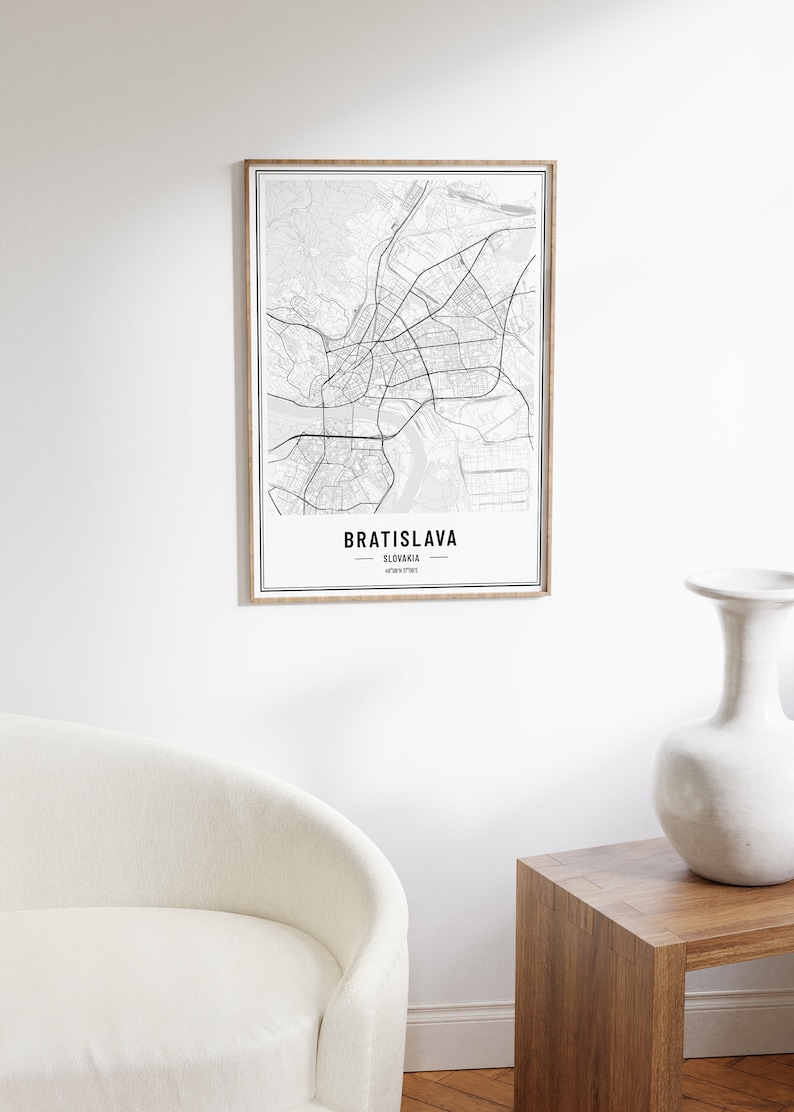 Bratislava Slovakia Map Digital Print Bratislava Map Poster Etsy