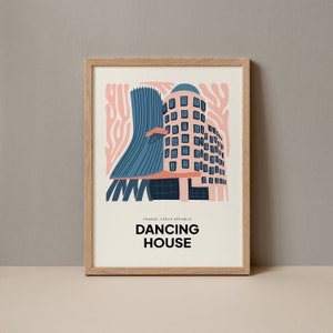 Dancing House Prague Poster, Old Town of Prague Print, Prague Czech Republic Dancing House Travel Poster, Travel Print Exhibition Trendy Art
