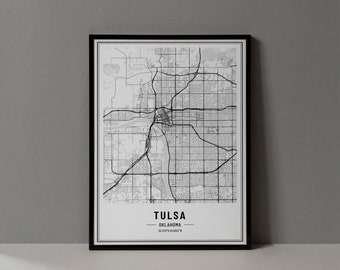 Tulsa Oklahoma Map Digital Print, Tulsa Oklahoma Map Poster, Tulsa OK Wall Art, Tulsa Oklahoma Art Print, Tulsa Oklahoma City Coordinates