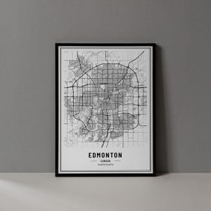Impresión digital del mapa de Edmonton, Canadá, póster del mapa de Edmonton, arte mural de Edmonton, impresión de Edmonton, Canadá, descarga digital de las coordenadas de la ciudad de Edmonton