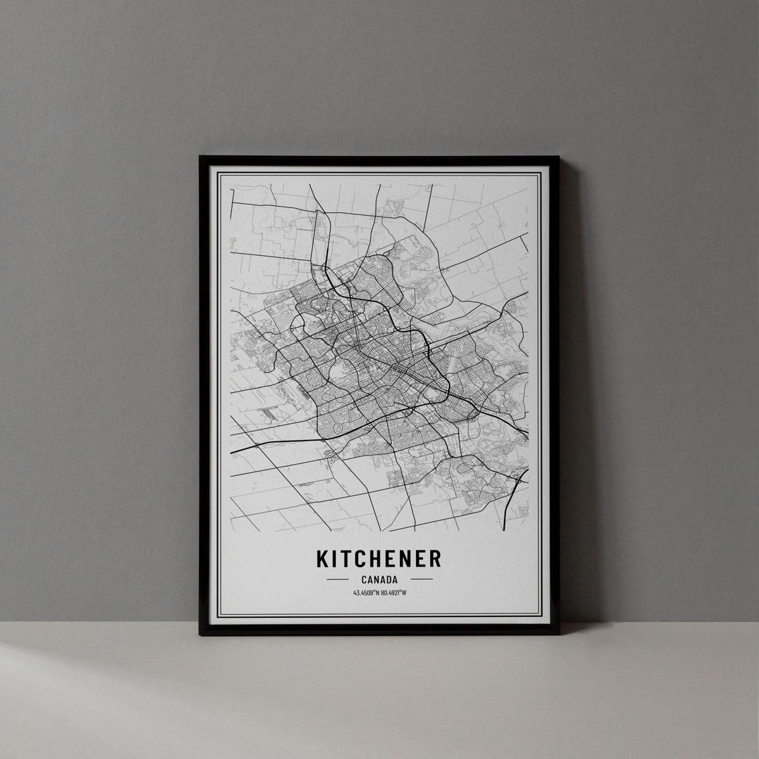Kitchener Canada Map Digital Print, Kitchener Map Poster, Kitchener ...