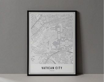 Vatican City Map Digital Print, Vatican City Map Poster, Vatican City Map Wall Art, Vatican City Road Map, Vatican City Art Print Coordinate