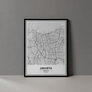 Jakarta Indonesien Karte Digitaldruck, Jakarta Indonesien Karte Poster, Jakarta Karte Wandkunst, Jakarta Straßenkarte, Jakarta Kunstdruck Stadt Poster