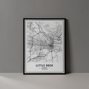 Impression numérique de carte de l'Arkansas de Little Rock, affiche de carte de Little Rock, art mural Little Rock, impression de Little Rock, coordonnées de la ville de Little Rock
