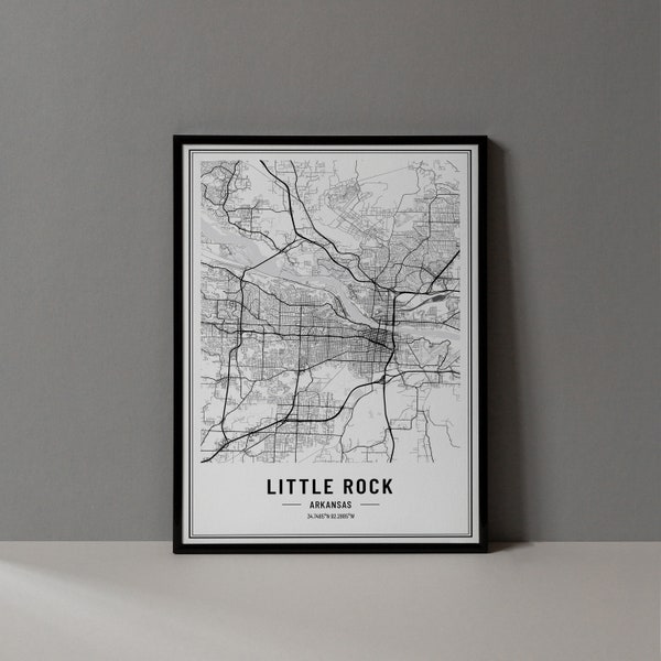 Little Rock Arkansas Map Digital Print, Little Rock Map Poster, Little Rock Wall Art, Little Rock Print, Little Rock City Coordinates