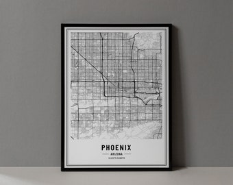 Phoenix Arizona Map Digital Print, Phoenix Arizona Map Poster, Phoenix Arizona Wall Art, Phoenix Arizona Art Print, Phoenix City Coordinates
