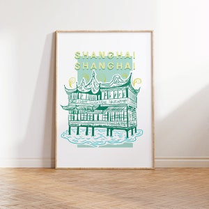 Shanghai China Illustration Digital Art Print, Gallery Wall Art, Dorm Art, Office Wall Art, Colorful Travel Illustration, Wanderlust Poster