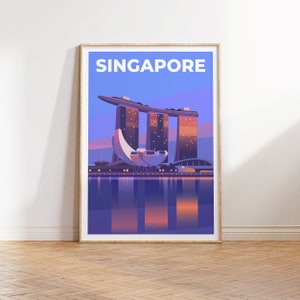 Singapore Travel Poster, Singapore Gallery Wall Art, Singapore Office Wall Art, Singapore Travel Print, Singapore  Travel Gift Illustration