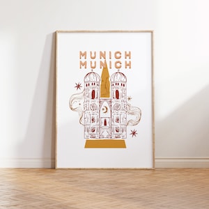 Munich Germany Illustration Digital Art Print, Gallery Wall Art, Dorm Art, Office Wall Art, Colorful Travel Illustration, Wanderlust Poster