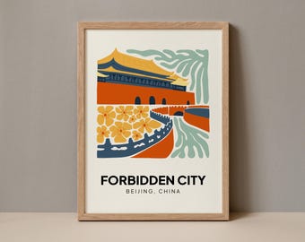 Forbidden City Beijing Poster, Forbidden City Print, Forbidden City Beijing China Travel Poster, Forbidden City Travel Exhibition Trendy Art