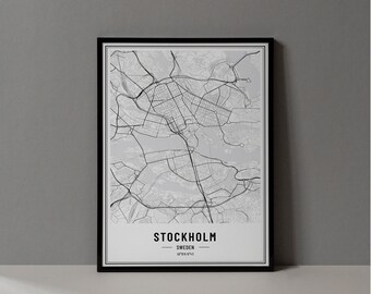 Estocolmo, Suécia, Mapa, Impressão Digital, Estocolmo, Cartaz, Estocolmo, Mapa, Arte, Parede, Estocolmo, Mapa Rodoviário, Estocolmo, Impressão Artística, Coordenadas Da Cidade
