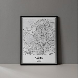Madrid Spanien Karte Digitaldruck, Madrid Karte Poster, Madrid Karte Wandkunst, Madrid Straßenkarte, Madrid Kunstdruck, Madrid Stadtplan Koordinaten