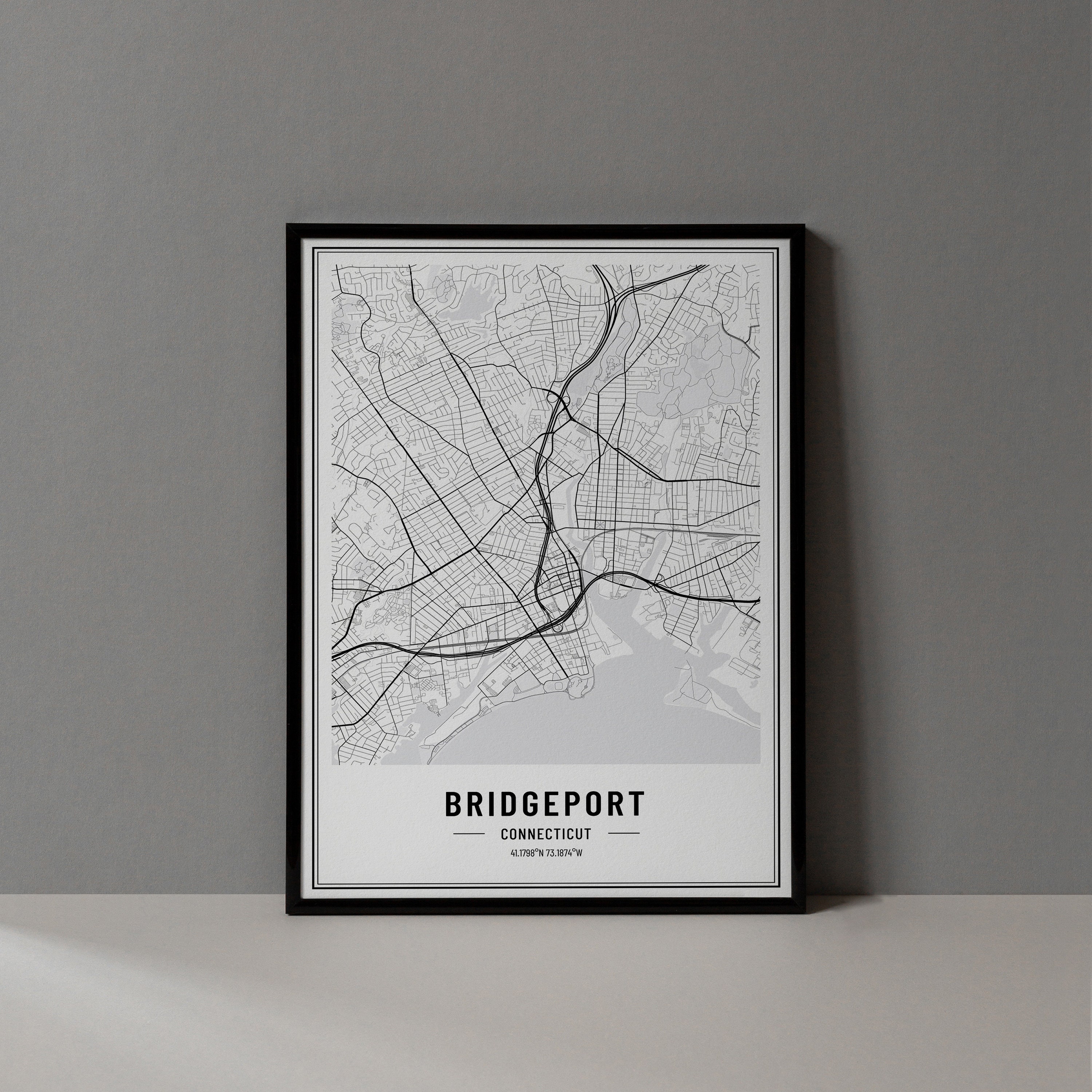 Bridgeport Connecticut Map Digital Print, Bridgeport Connecticut Poster, Bridgeport CT Map Wall Art, Bridgeport Art Print City Coordinates