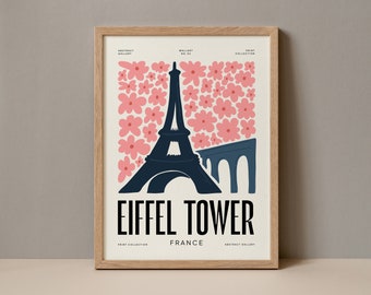 Eiffel Tower France Poster, Eiffel Tower Paris Print, Eiffel Tower Paris France Travel Poster, Eiffel Tower Travel  Exhibition Trendy Art