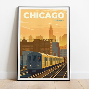 Chicago Illinois Travel Poster, Chicago Gallery Wall Art, Chicago Travel Print, Chicago Wanderlust Poster, Chicago Travel Illustration Print