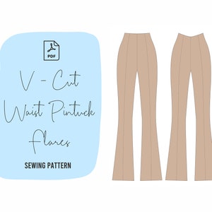 V-Cut Waist Pintuck Flares Pattern UK Size 4 -16 (Tall, Regular and Petite)