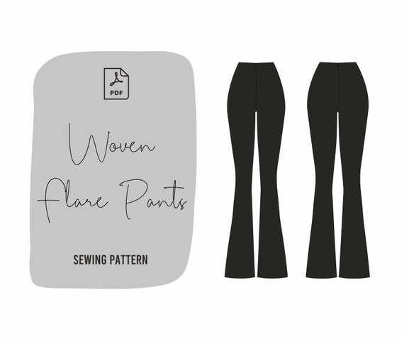 Woven Flare Pants Pattern UK Size 4 16 tall, Regular and Petite 