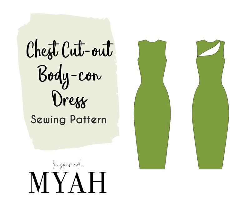 Chest Cutout Bodycon Dress Pattern UK Size 4 16 Etsy