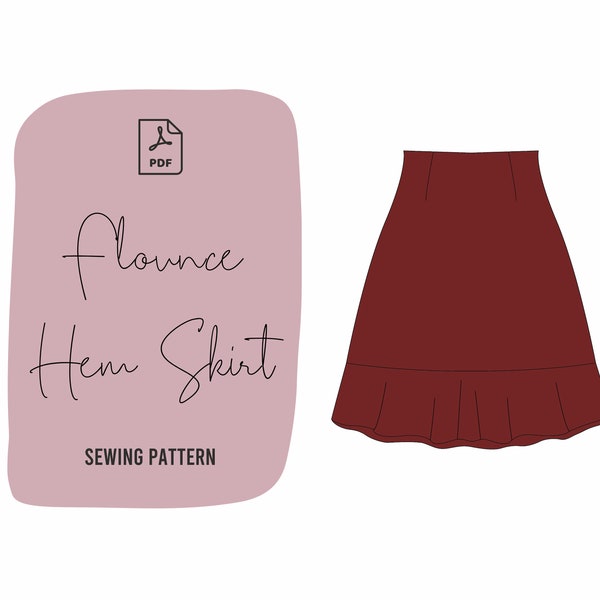 Flounce Hem Skirt Pattern UK Size 4 -16 (Tall, Regular, Petite and Curve)