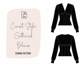 Corset Style Gathered Blouse Pattern Women's UK 4 - 16