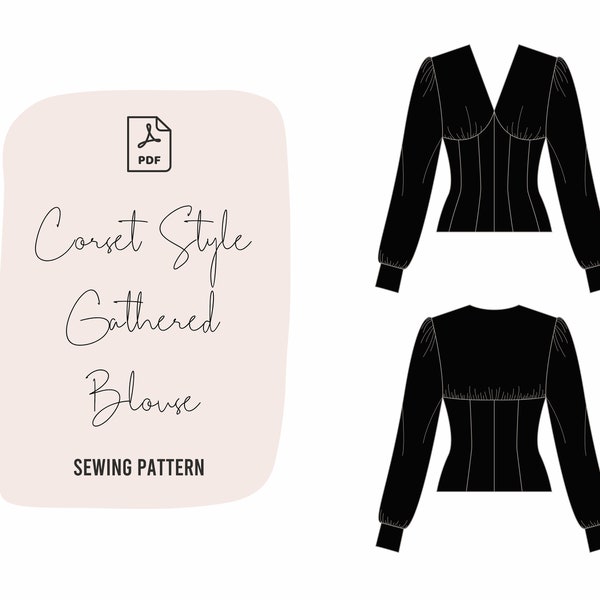 Corset Style Gathered Blouse Pattern Women's UK 4 - 16