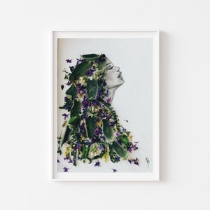 Wild Woman Art Print, Woman Illustration, Woman Flowers, Botanical Print, Flowers Illustration, Dried Floral Print, Nature Art Print