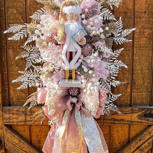 Pink Nutcracker Christmas Wreath: Elegant Holiday Decor