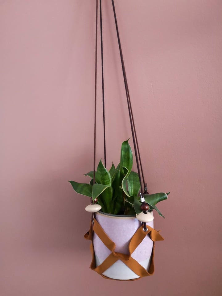 Suspension Pour Plante en Cuir Camel
