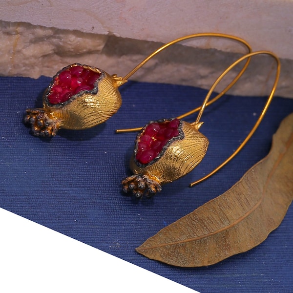 Pomegranate Earrings: Armenian Gifts, Israeli & Ottoman Jewelry. Explore Etruscan Charms, Fruit Designs, Ideal for Mother's Day!