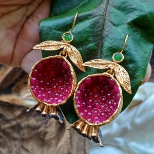 Pomegranate Earrings – Turkish & Armenian-Inspired Gifts | 24K Gold-Plated, Symbol of Abundance -Heritage | Unique Handmade Jewelry