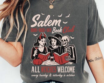 Camiseta del Club de Lectura de Brujas, Camiseta de Libros Escalofriantes, Camiseta de Lectura de Halloween, Camiseta de Club de Lectura de Halloween, Camiseta de Libros de Salem de Brujas, Camiseta de Halloween