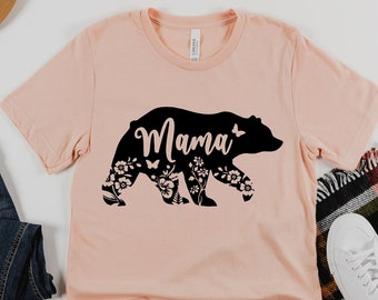 Mama Bear Shirt, Floral Mama Bear T-shirt, Mama Bear T-shirt, Mom Shirts, Mom Life Shirt, Mama Bear Shirts, Floral Mama Bear Shirt, Mom Gift