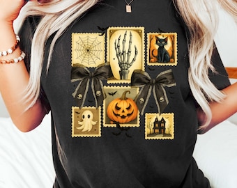 Camiseta de temporada espeluznante, camiseta de Halloween con lazo coqueto, camiseta de fantasma de Halloween, sudadera de calabaza de Halloween, regalo de Halloween, camiseta Stay Spooky