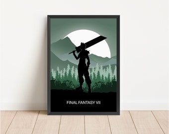 Final Fantasy VII | Poster de jeu vidéo | Illustrations pour les joueurs | Poster de jeu vidéo | Affiche de film Art déco