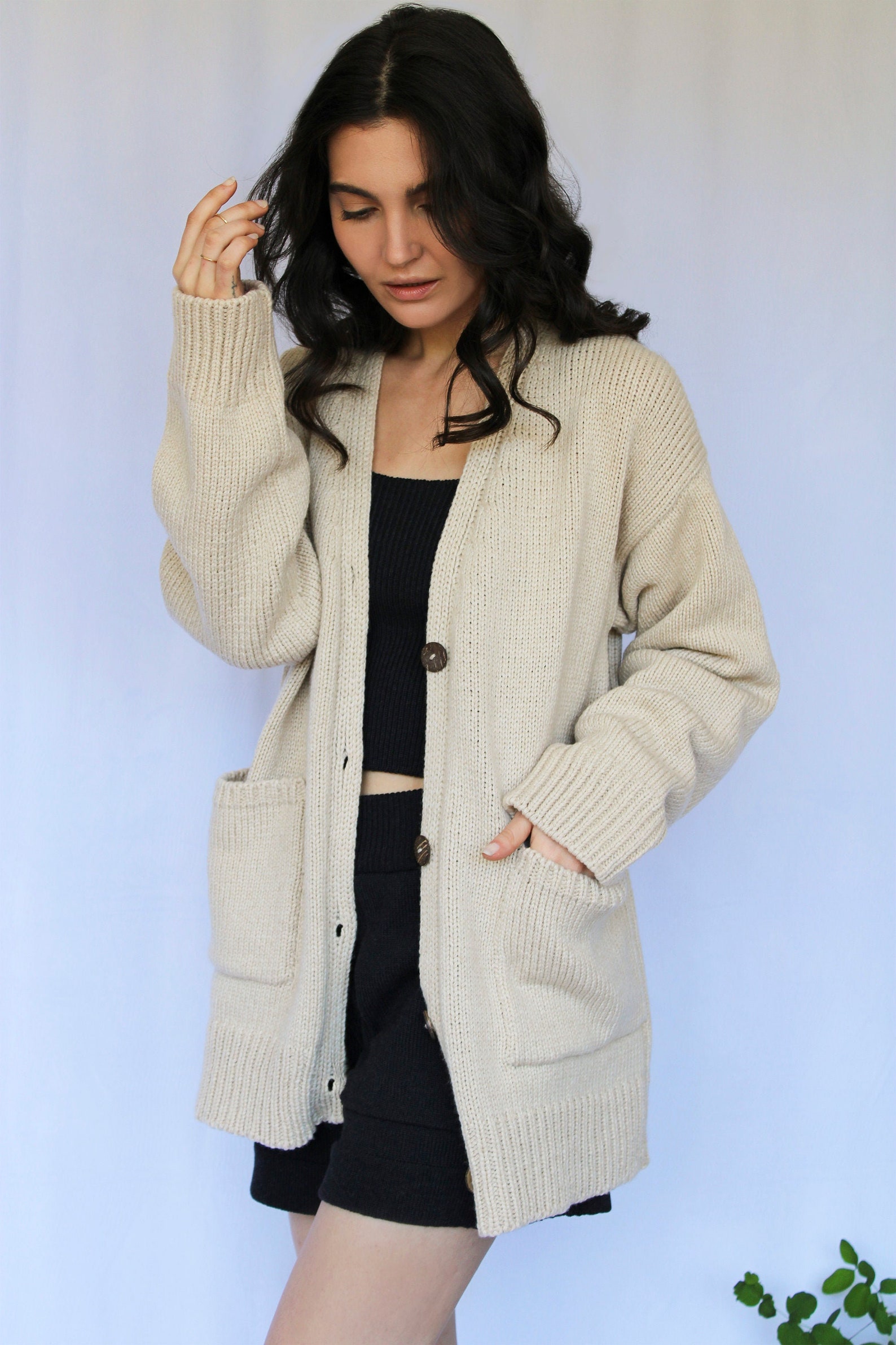 Cream Cashmere Grandpa Cardigan Etsy