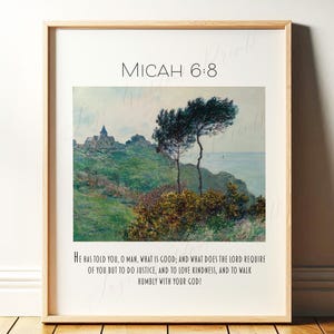 Micah 6:8 Bible Verse Wall Art | Christian Decor | Do Justice, Love Kindness, Walk Humbly | Framed Art, Religious Scripture Print or Canvas