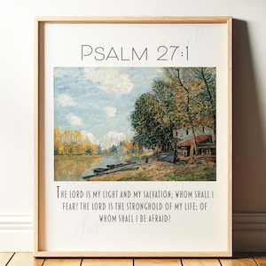 Psalm 27:1 Bible Verse Wall Art | Christian Print | Scripture Decor | The Lord is My Light and Salvation | Printable, Digital Download