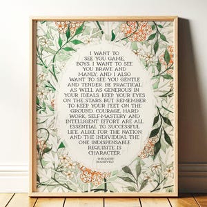 Theodore Roosevelt Quote | Teddy Roosevelt Character Quote for Boys Room, Playroom Wall Art, Subtle Minimalist Decor | Print or Canvas