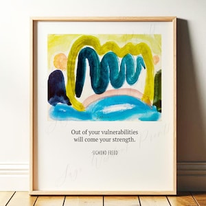 Sigmund Freud Quote | Psychology Wall Art | Empowerment, Strength, Vulnerability | Printable with MidCentury Art | Digital Download