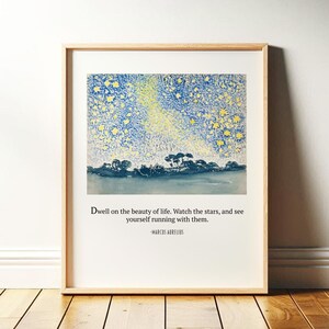 Philosophy Wall Art | Marcus Aurelius Inspirational Quote | Stars Quote, Whimsical, Zen, Therapy Office Poster Print OR Canvas
