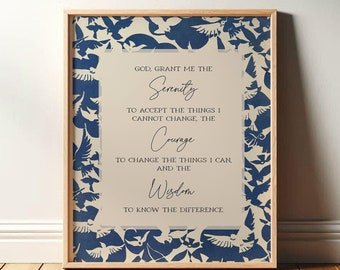 The Serenity Prayer Print | Christian Wall Art, Religious Decor | Recovery Gift, AA Sponsor | Encouraging, Daily Reminder | Print or Canvas