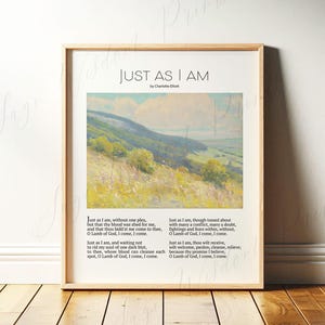 Just As I Am | Christian Hymn Wall Art | Vintage Christian Print, Church Office Decor, Subtle Religious Kitchen Art | Digital Download