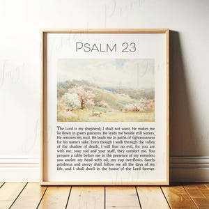 Psalm 23 Bible Verse Wall Art | The Lord is My Shepherd | Christian Print | Scripture Decor | Digital Download