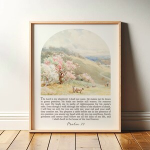 Psalm 23 Print | The Lord is My Shepherd | Modern Christian Wall Art, Bible Verse, Scripture Decor | Digital Download