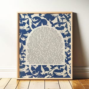 Desiderata Print | Go Placidly | Uplifting Wall Art, Inspirational Quote Print, MidCentury Blue Bird Art with Arch | Framed Print or Canvas