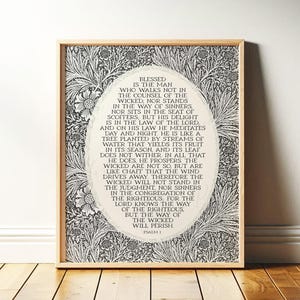 Psalm 1 William Morris Floral Print: Vintage Christian Wall Art