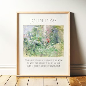 John 14:27 Vintage Bible Verse Art Print - Christian Home Decor