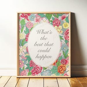 What&#39;s the Best That Could Happen | Uplifting Wall Art | Colorful Vintage Style Therapy Office Decor, Counseling Room | Digital Download